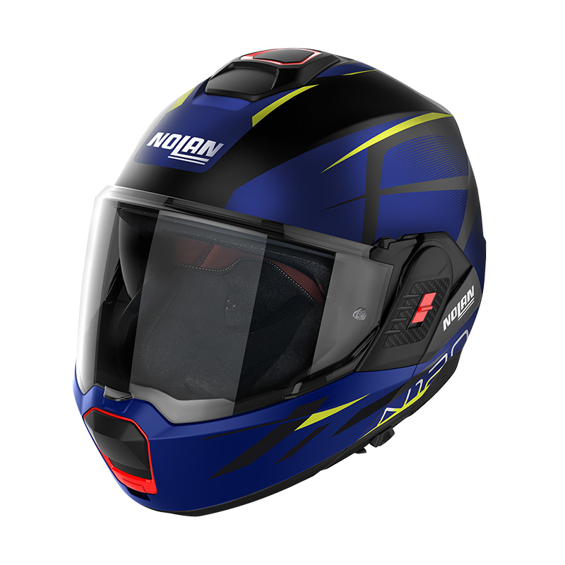 Casco Nolan N120.1 Nightlife N-Com blu giallo