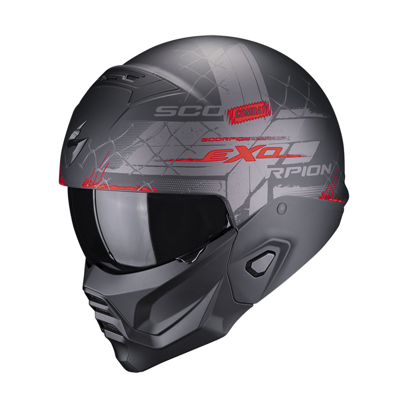 Casco Scorpion EXO Combat 2 Xenon nero opaco rosso