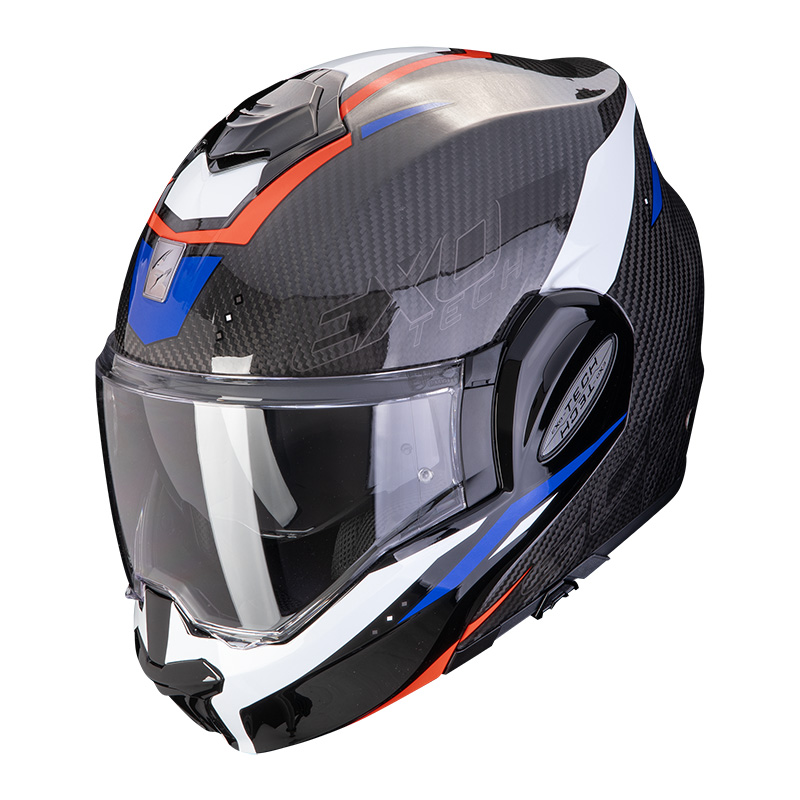 Casco Scorpion EXO Tech Evo Carbon Rover rosso blu