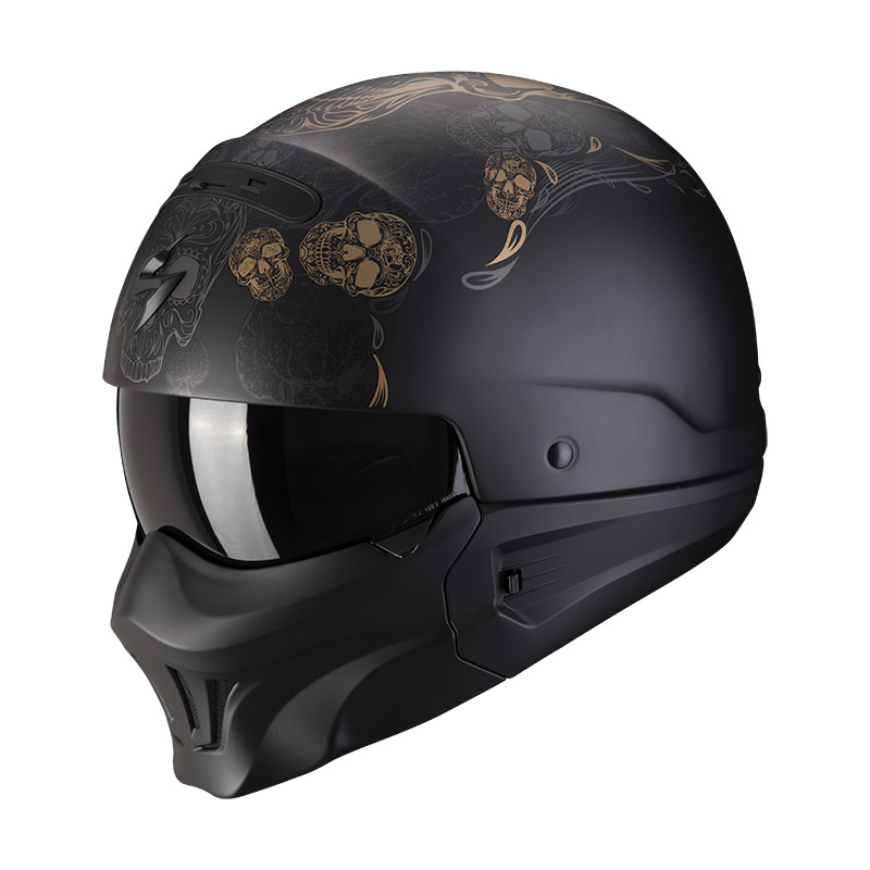 Casco Scorpion Exo Combat Evo Kalavera Nero Oro | MotoStorm