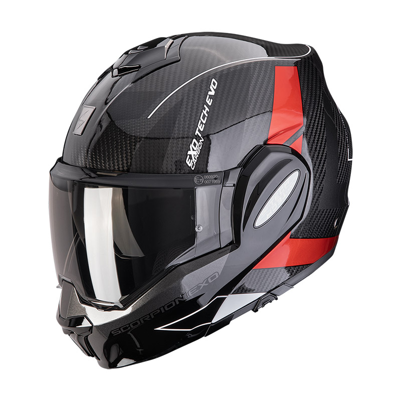 Casco Scorpion EXO Tech Evo Carbon Cad rosso