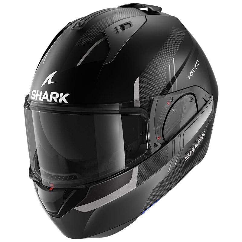 Shark Evo Es Kryd Mat Modular Helmet Black Grey HE9816EKAS Modular ...