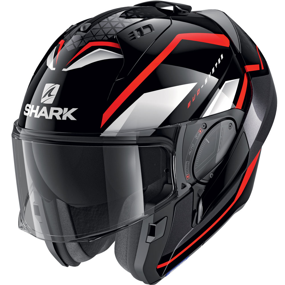 Shark Evo Es Yari Modular Helmet Black Red White HE9803EKRW Modular Helmets  | MotoStorm