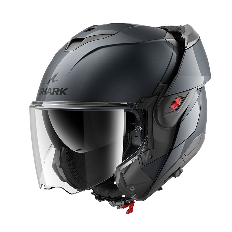 Casque Moto Modulable SHARK OXO Blank Gun Metal - Homologué ECE 22.06 - Écran Pinlock Inclus - Taille XXL