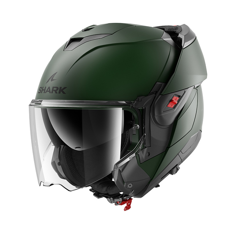 Shark Oxo Blank Mat Modularer Helm grün