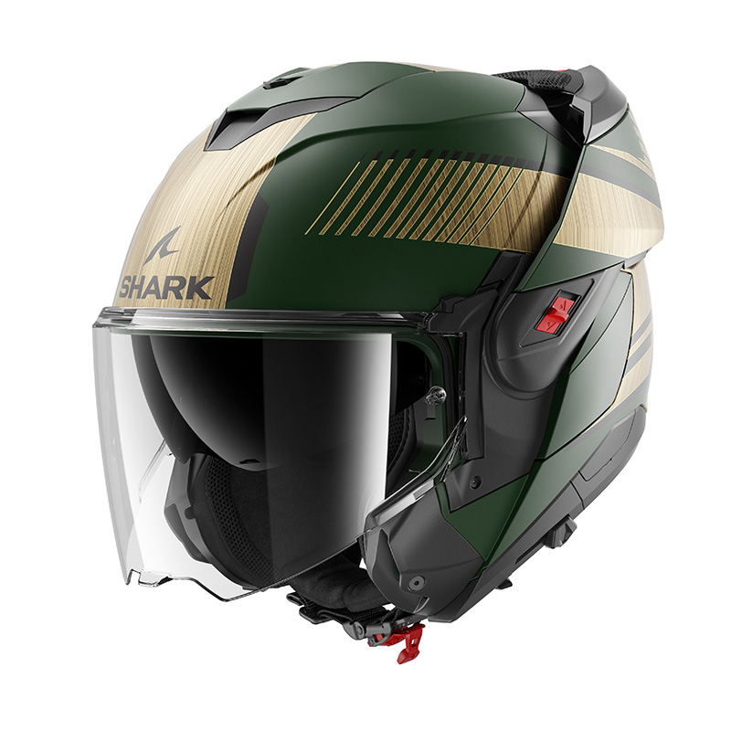 Shark Oxo Sikter Mat Modularhelm grün