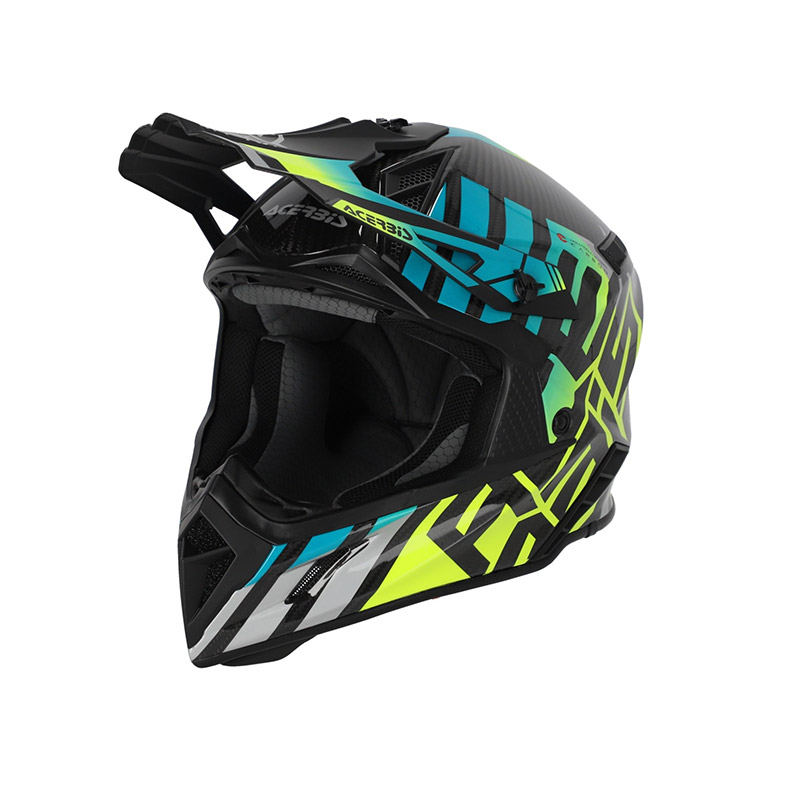 Casco Acerbis Steel Carbon 2206 turchese giallo