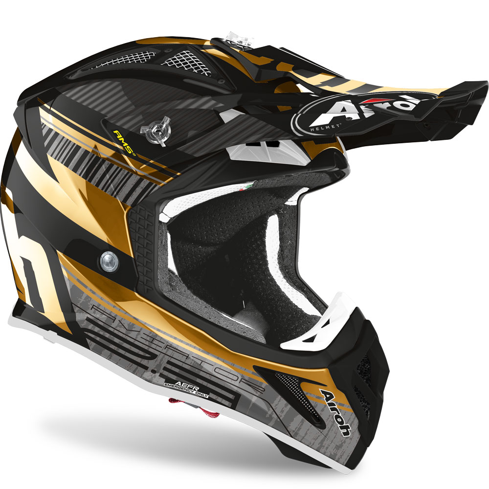 black and gold motocross helmet