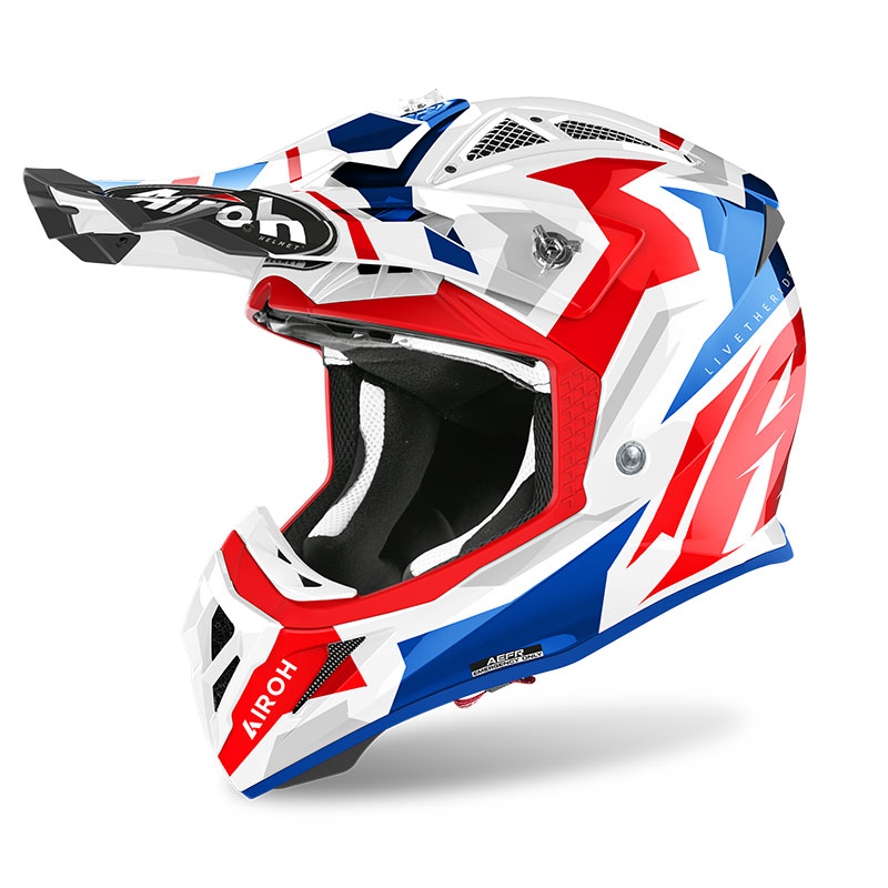 Airoh Aviator Ace Swoop Helmet Red Blue AVASW18 Offroad Helmets