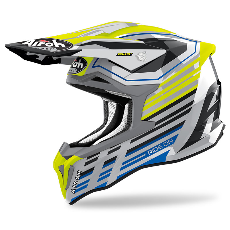 Airoh Strycker Shaded Helmet Yellow Gloss STKSH31 Offroad Helmets ...