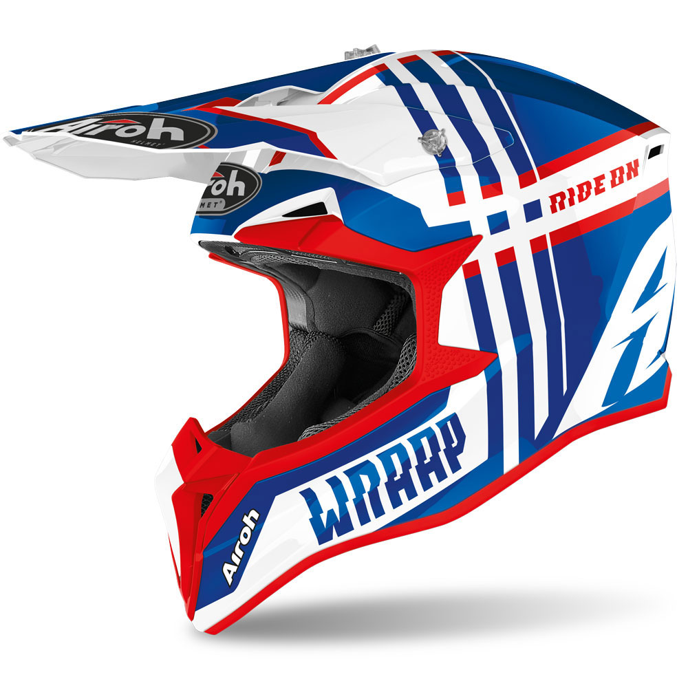 Casco Airoh Wraap Youth Broken Blu Rosso | MotoStorm