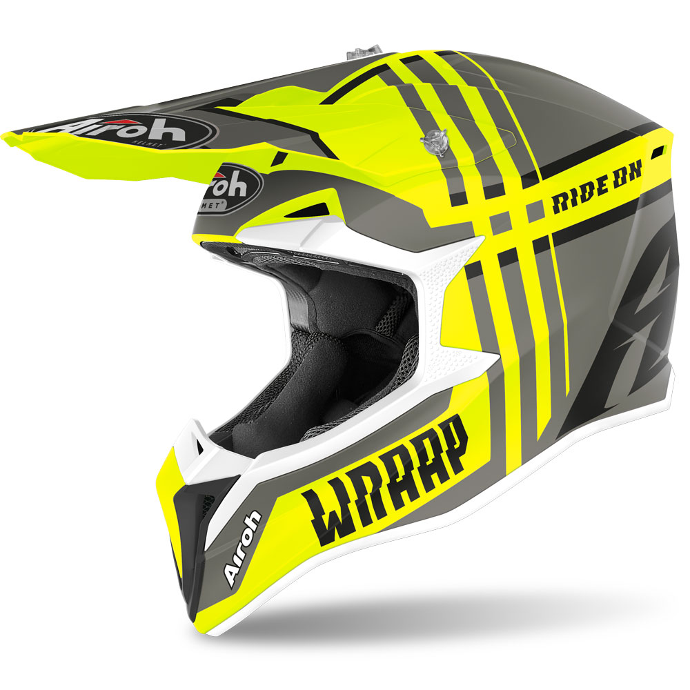 2021 Airoh WRAAP Color Schwarz MX Helm HP7 Brille Crosshelm Motocross Enduro 