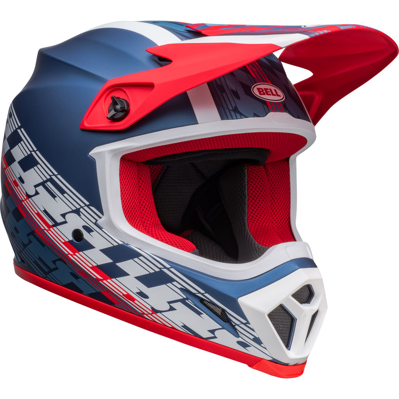 Casco Bell Mx 9 Mips Offset metallic blu bianco