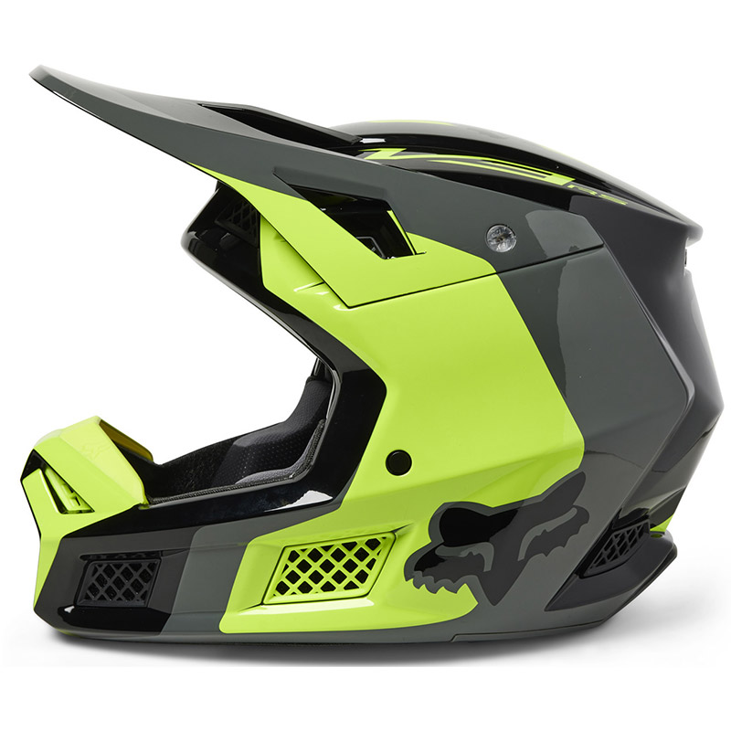 Casque Moto Fox Racing V3 Throttle - Jaune Fluorescent, Taille M, Unisexe, Pour VTT, Motocross