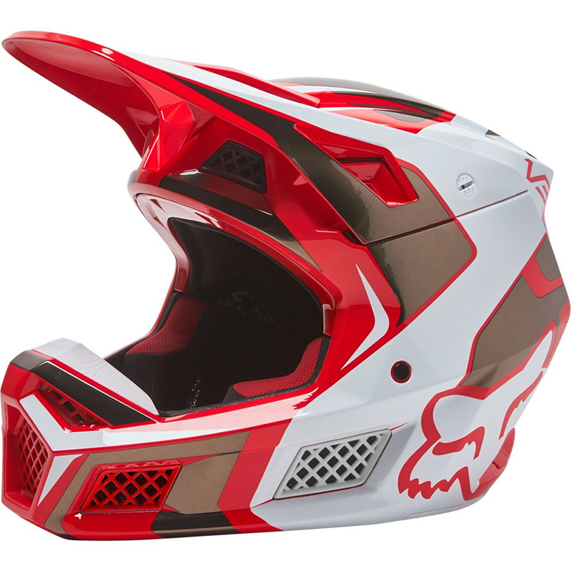 フォックス V3 RS ミラー ヘルメット 赤フルオ オフロード ヘルメット FX-28026-110 | MotoStorm