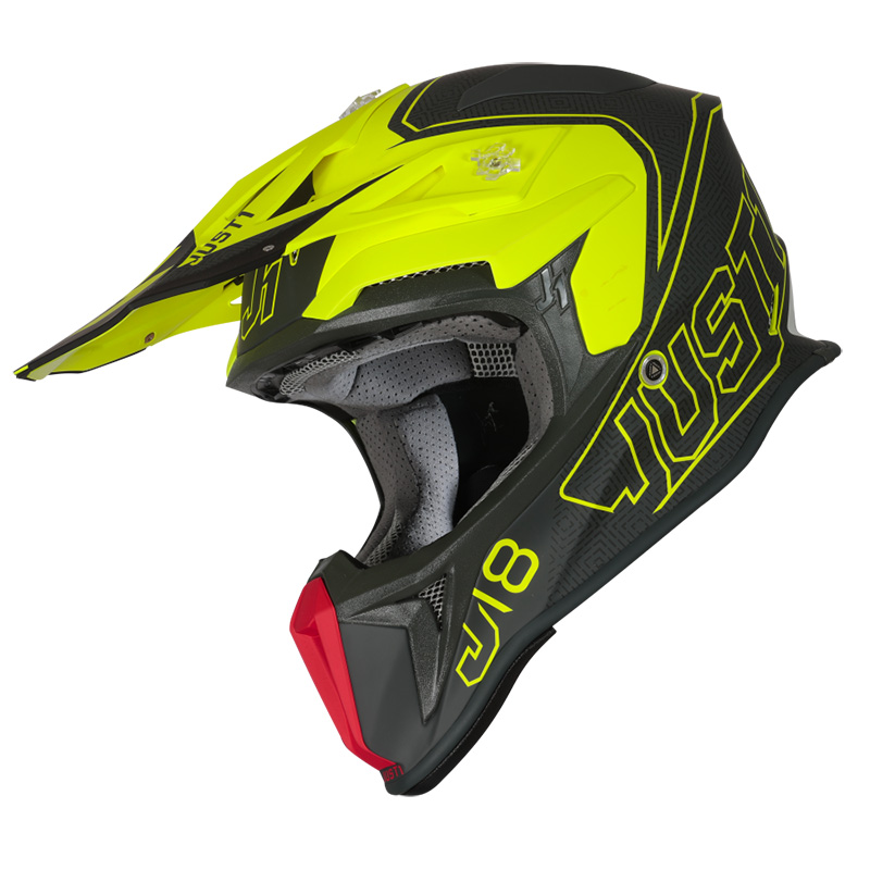 Casco Just-1 J18 Vertigo rosso grigio giallo