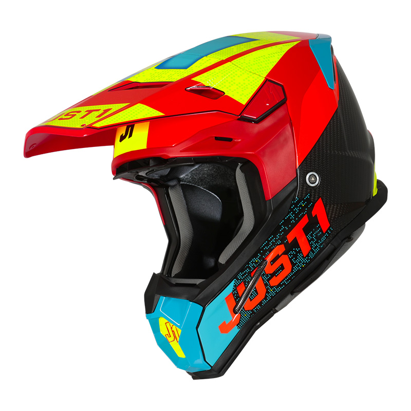 Casco Just-1 J22 3K Carbon Adrenaline blu giallo