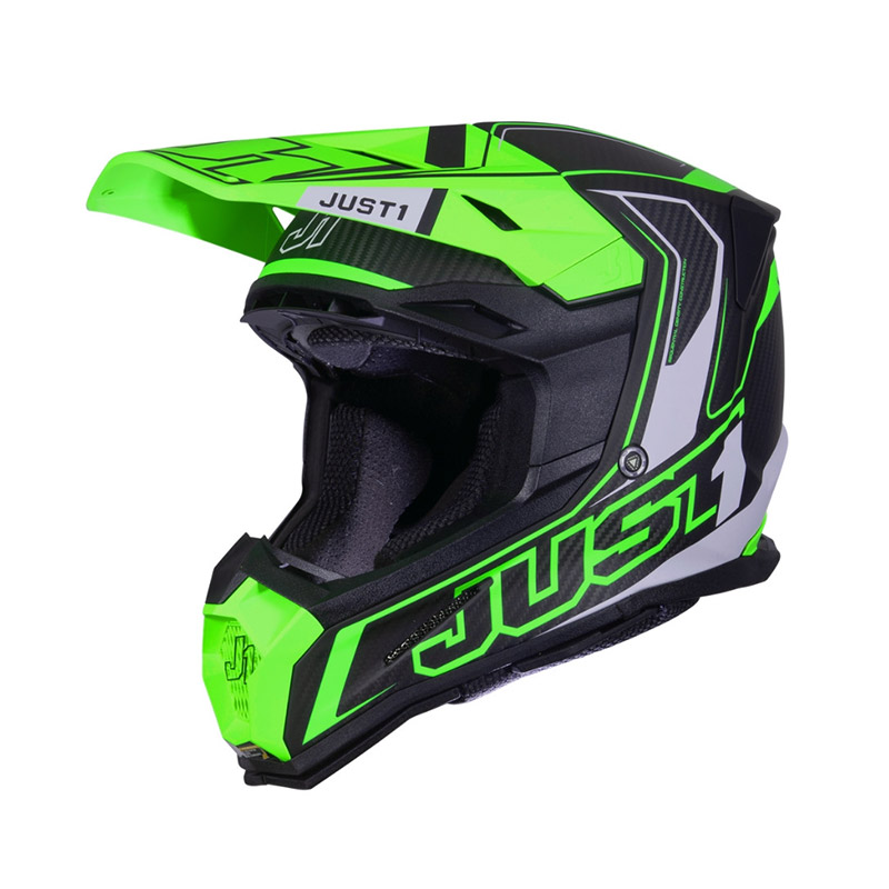 Casco Just-1 J22 3K Carbon 2206 Fluo verde