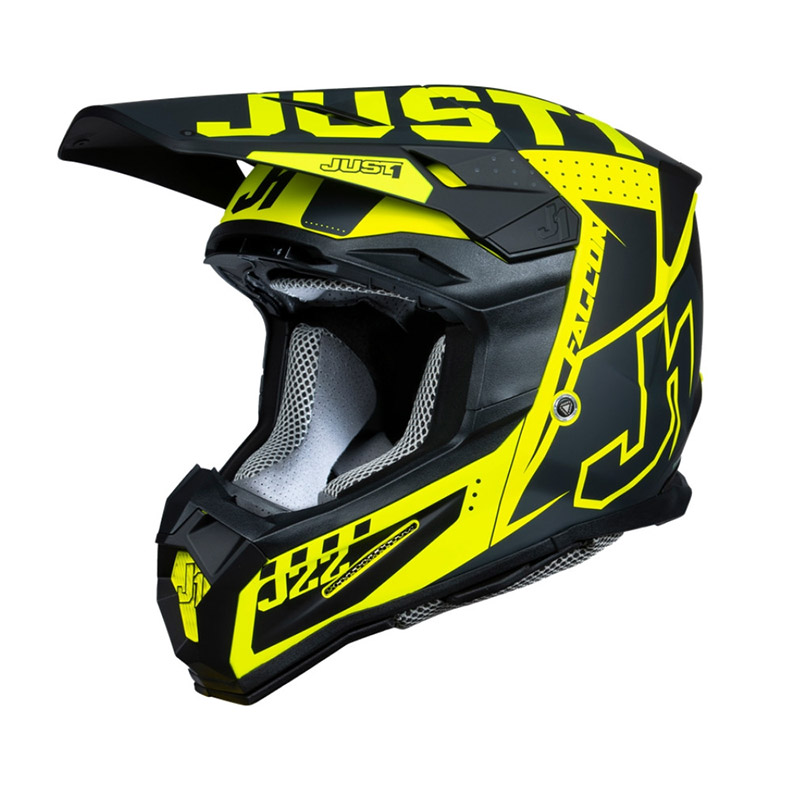 Casco Just-1 J22-F Falcon titanio giallo fluo