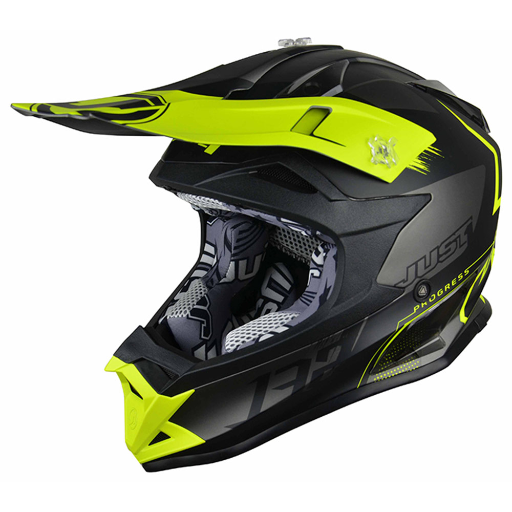 Just1 J32 Pro Kick Yellow Black Titanium JO6063210291014 Offroad Helmets MotoStorm