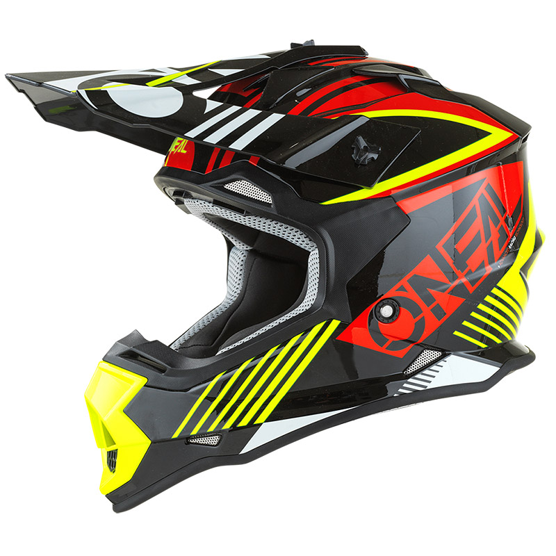 Casco O Neal 2 SRS Rush V.22 rosso giallo neon