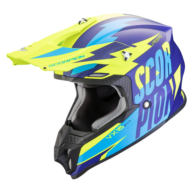 Casco Scorpion VX-16 Evo Air Slanter blu giallo