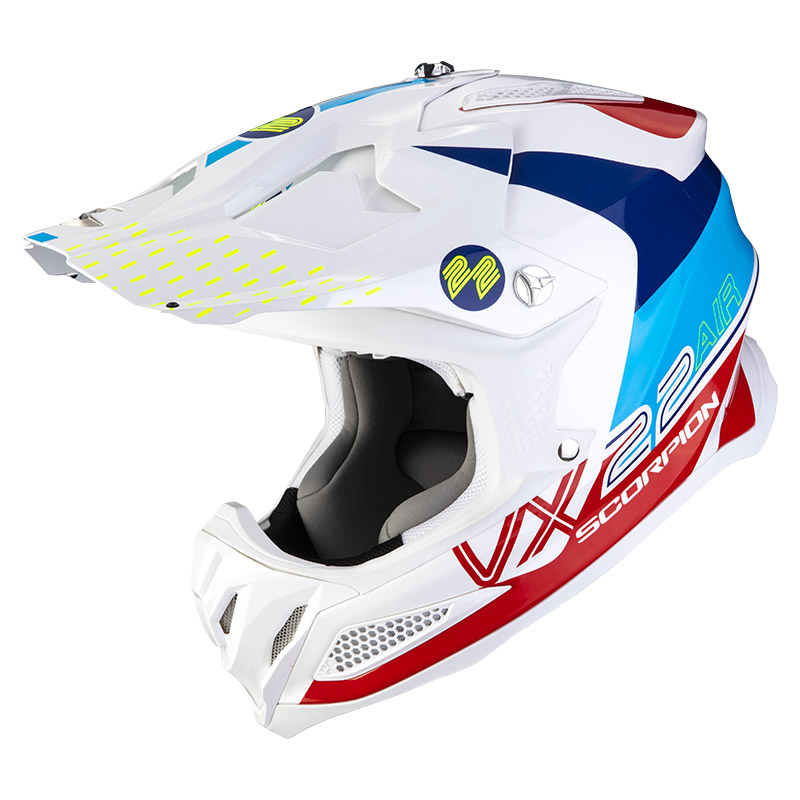 Casco Scorpion VX-22 Air Ares bianco blu rosso