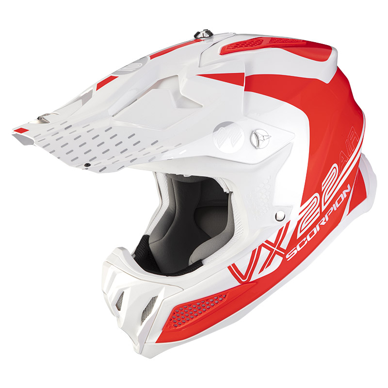 Casco Scorpion VX-22 Air Ares blanco neon rojo