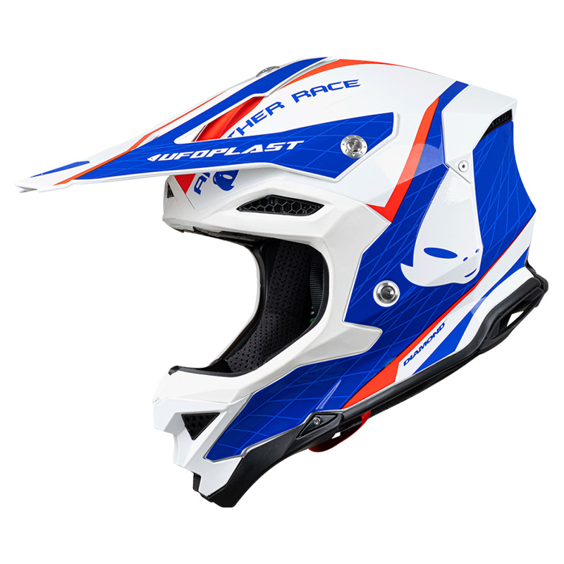 Casco Ufo Diamond bianco blu rosso