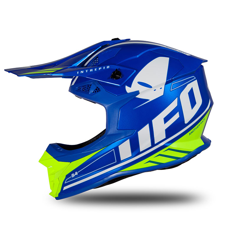 Ufo Intrepid Helmet Blue Neon Yellow HE177 Offroad Helmets