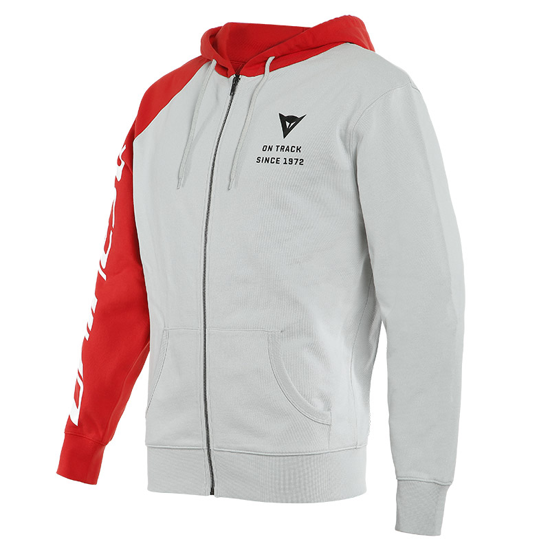 Felpa Dainese Paddock Full Zip grigio rosso