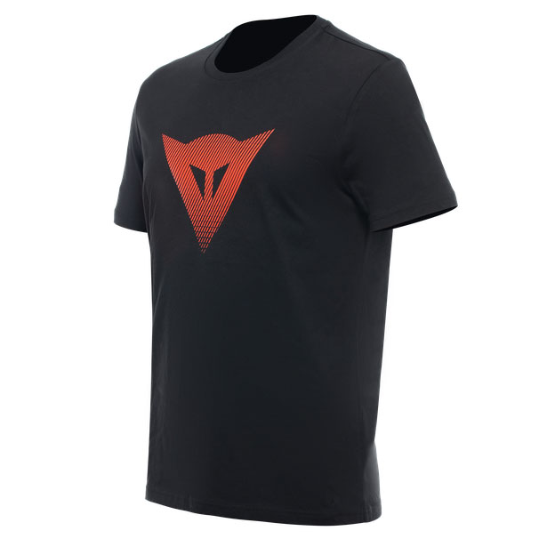Dainese T Shirt Logo Nero Rosso Fluo