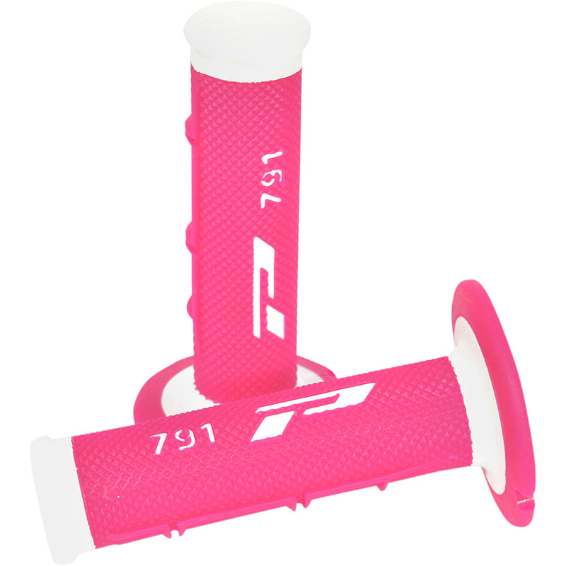 Manopole Progrip 791 DD Closed End bianco rosa fluo