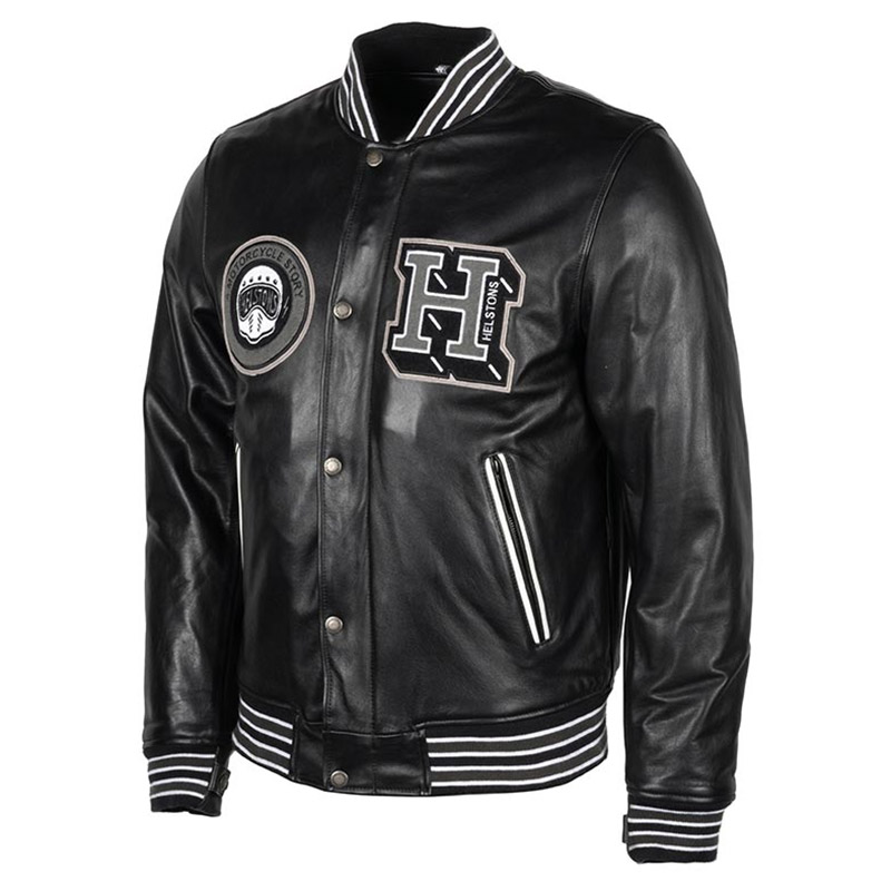 Giacca Pelle Helstons College rag nero