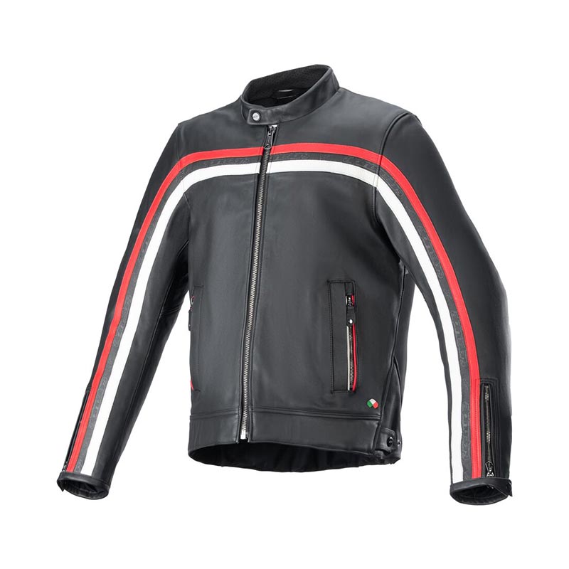 Giacca Pelle Alpinestars Dyno nero rosso