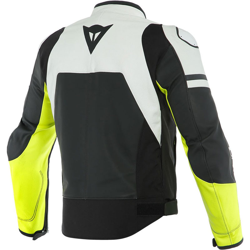 Dainese Agile Leather Jacket White Yellow DA1533827-95C Jackets | MotoStorm