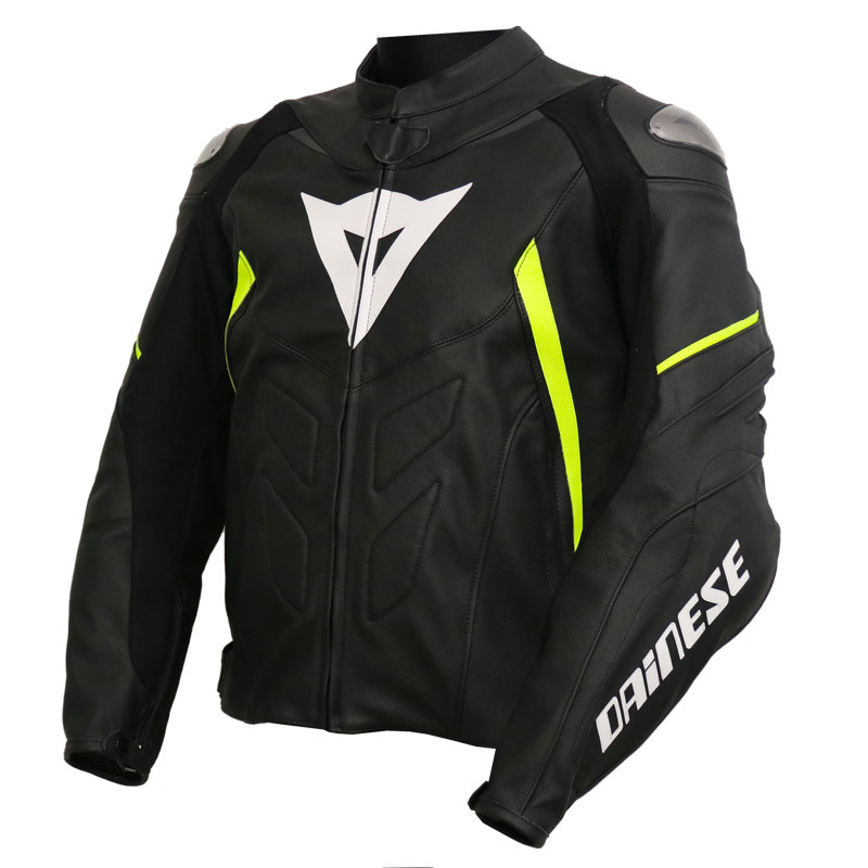 Dainese Avro D1 Leather Jacket Black Fluo Yellow Da1533725 N49 Dainese Avro D1 Leather Jacket Black Fluo Yellow Zoom
