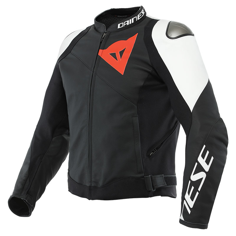 Giacca Pelle Dainese Sportiva Nero Bianco | MotoStorm