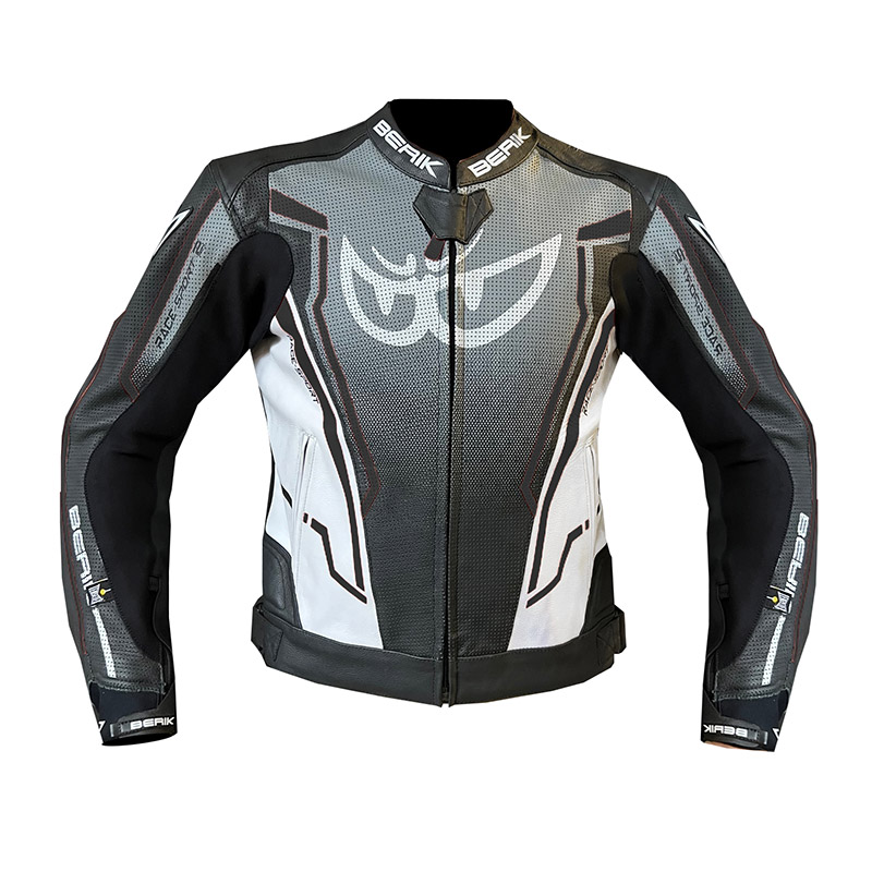 Giacca Pelle Berik Race-Sport 2 nero bianco