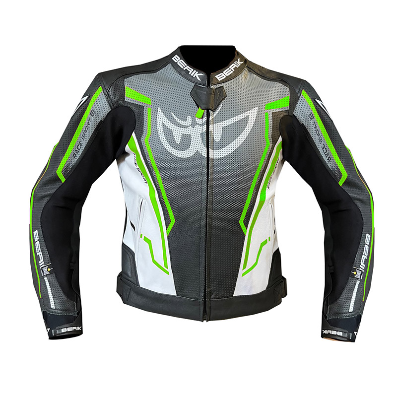 Giacca Pelle Berik Race-Sport 2 nero bianco verde