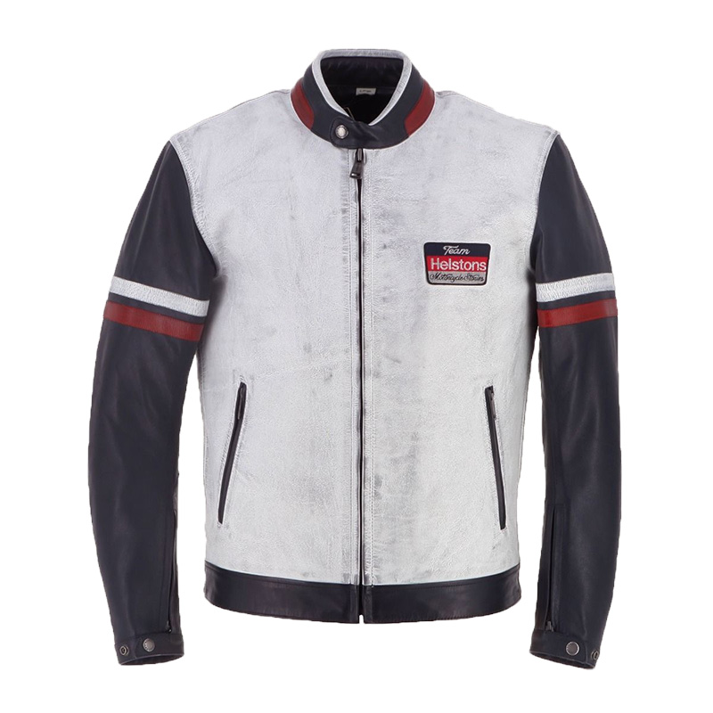 Giacca Pelle Helstons Vseries blu bianco