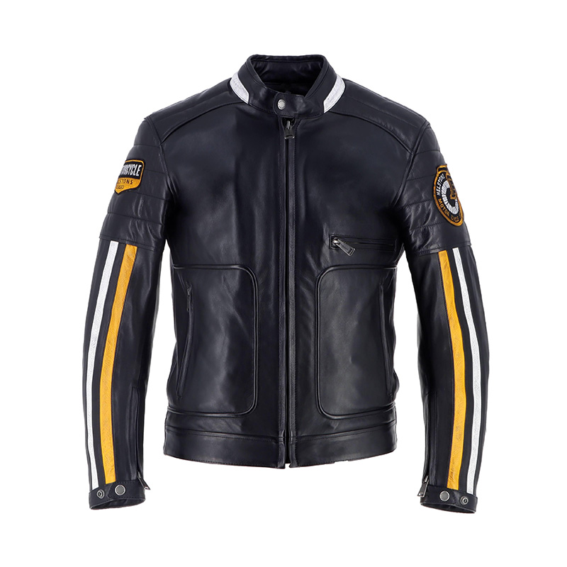 Giacca Pelle Helstons Vulcan nero giallo