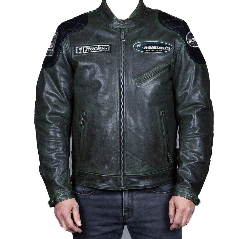 Giacca Pelle Helstons Trevor Rag verde nero