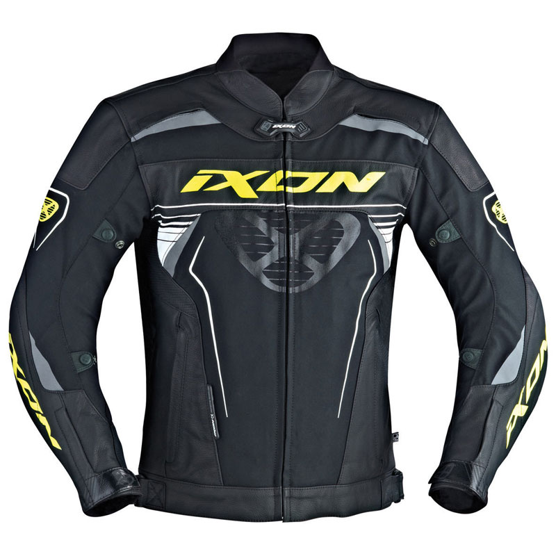 Ixon Frantic Leather Jacket Black White Yellow Fluo 100211002-1080 ...