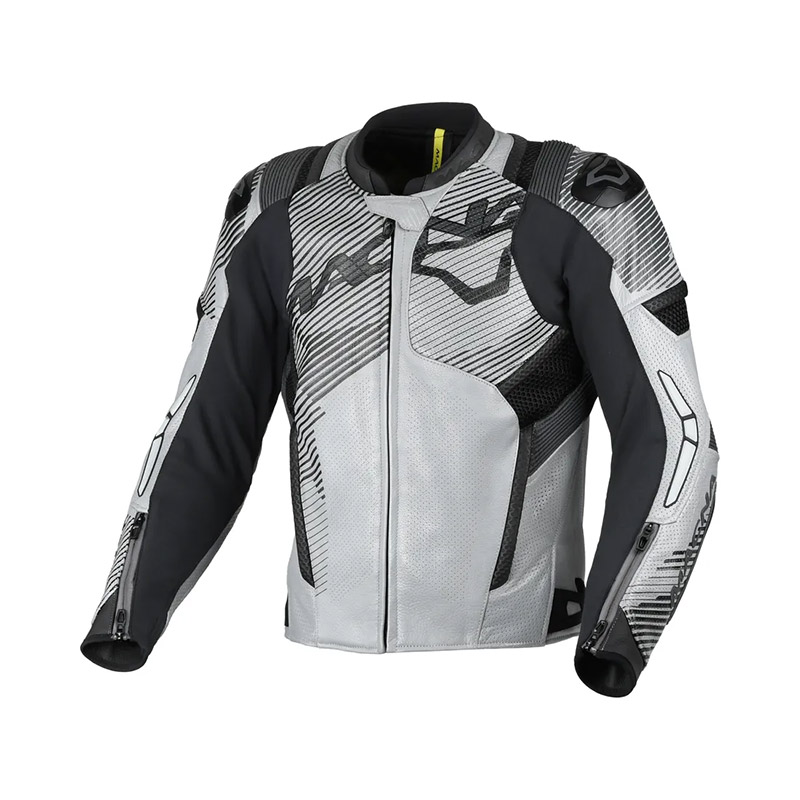 Giacca Pelle Macna Ignite grigio nero arancio