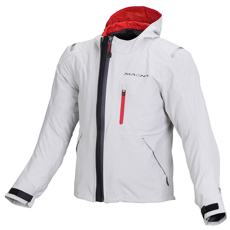 Macna Refuge Jacket Light Grey Red MA-1651355830 Jackets | MotoStorm