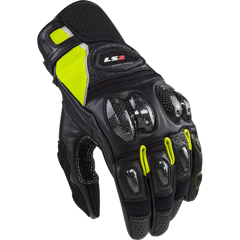 Guanti Pelle LS2 Spark 2 nero hv giallo