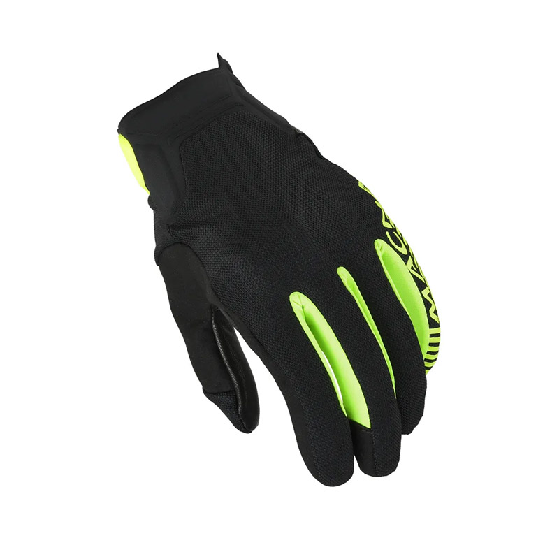 Guanti Macna Obtain Leather nero giallo fluo