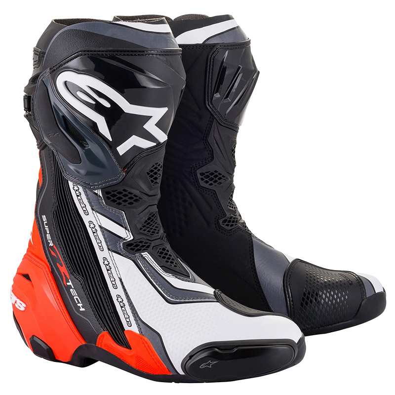 Stivali Alpinestars Supertech R rosso fluo grigio