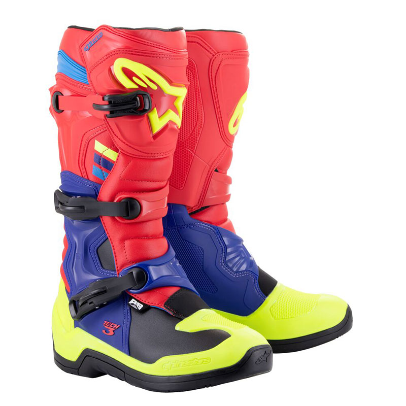 Stivali Alpinestars Tech 3 rosso blu giallo